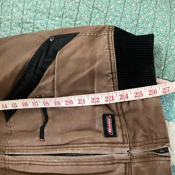 Y2K Dickies Canvas Hoodie Jacket Mens Tan Brown Distressed Utility 90s Workwear - Picture 11 of 12